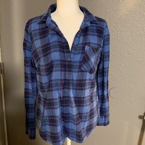 Merona Blue and black plaid button up shirt #plaidshirt #target